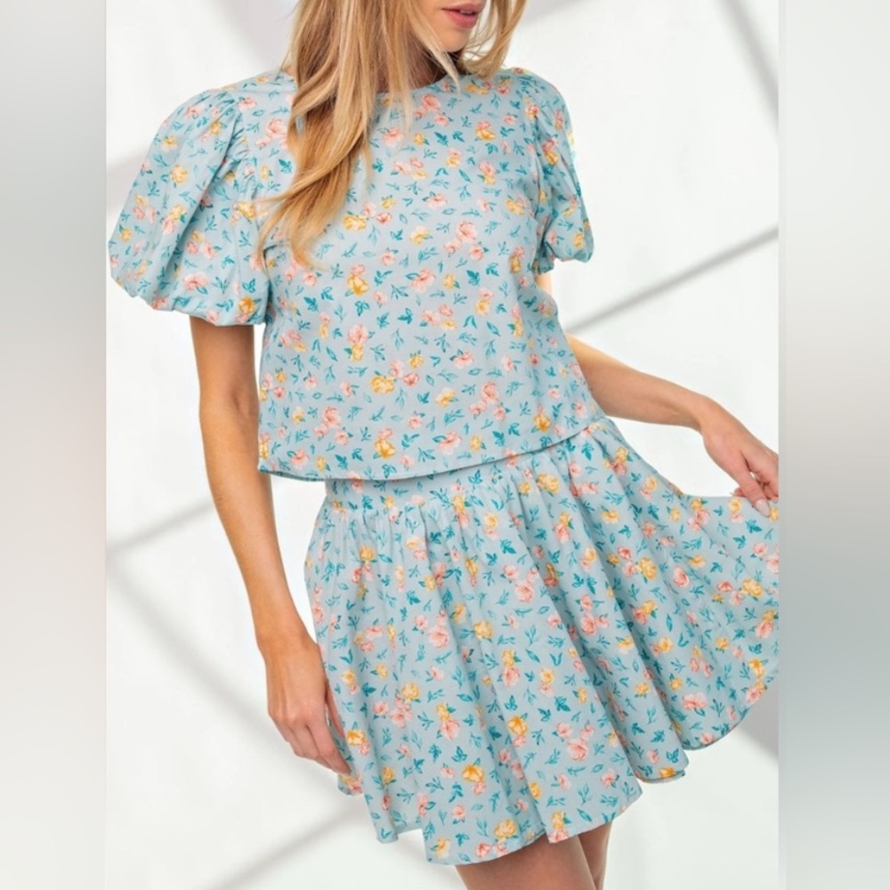 Easel Two-Piece Floral Set, Top and Skirt